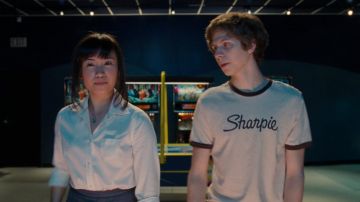 Camiseta blanca "Sharpie" de Scott Pilgrim (Michael Cera) en Scott Pilgrim vs the World