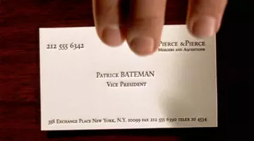 Business Card of Patrick Bateman (Christian Bale) as seen in American Psycho movie