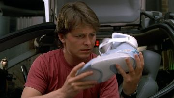 The pair of Nike Air Mag "BACK TO THE FUTURE" Marty McFly (Michael J. Fox) in Back to the future 2