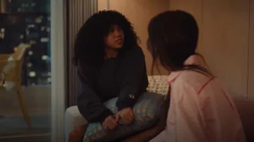 Champion Mens and Big Mens Powerblend Fleece Graphic Crew Sweatshirt worn by Julianna (Regan Aliyah) as seen in XO, Kitty (S02E02)