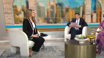 Halogen Tipped Knit Blazer worn by Ashley Sharp as seen in CBS Mornings on January 16, 2025