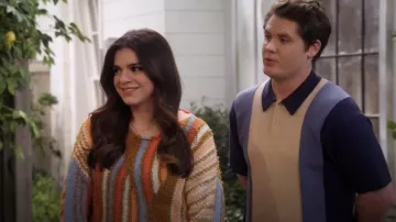 Free People Baja Striped Sweater worn by Mayan (Mayan Lopez) as seen in Lopez vs Lopez (S03E11)