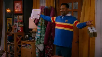 Ralph Lauren Classic Fit Striped Jersey Rugby Shirt worn by Bernard Upshaw (Mike Epps) as seen in The Upshaws (S06E10)