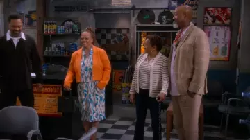 Rag & Bone Viola Stripe Crop Polo Shirt worn by Lucretia Turner (Wanda Sykes) as seen in The Upshaws (S06E10)