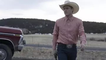 Pink Button Down Shirt worn by Billy Tillerson (Noah Reid) as seen in Outer Range TV series wardrobe (Season 1)