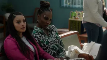 Alice + Olivia Willa Blouse in Monarch Light Emerald Small worn by Gabi Mosely (Shanola Hampton) as seen in Found (S02E09)