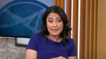 Robe Hugo Boss Duranita portée par Céline Gounder vue dans CBS Mornings le 17 janvier 2025