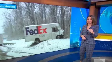 Pantalon Veronica Beard Reena porté par Ginger Zee comme on le voit dans Good Morning America le 20 janvier 2025
