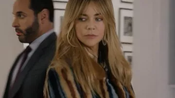 High Potential Kaitlin Olson Blue Striped Fur Jacket