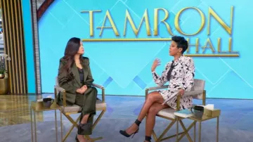 Alessandra Rich Daisy-Printed Pleated Dress worn by Tamron Hall as seen in Tamron Hall Show on January 16, 2025