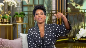 Dima Ayad Belted polka-dot Textured-crepe Jacket worn by Tamron Hall as seen in Tamron Hall Show on January 17, 2025