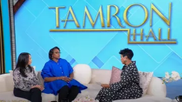 Dima Ayad Polka-dot textured-crepe wide-leg Pants worn by Tamron Hall as seen in Tamron Hall Show on January 17, 2025