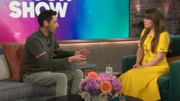 Thom Browne Khaki Armband Cardigan worn by Adrien Brody as seen in The Kelly Clarkson Show on January 9, 2025