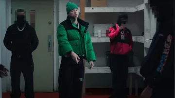 Stussy Green & Yellow 'Burly Threads' Beanie worn by Central Cee in Central Cee & 21 Savage - GBP (Official Music Video)
