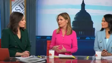 Veronica Beard Miller Dickey Jacket in Pine worn by Hallie Jackson as seen in Today on January 20, 2025