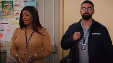 Proenza Schouler Lauryn Long Sleeve Rib Sweater Dress worn by Ava Coleman (Janelle James) as seen in Abbott Elementary (S04E11)