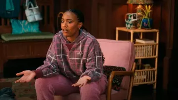 Champion Classic Fleece Pullover Hoodie In Purple Plaid worn by Whitney Chase (Alyah Chanelle Scott) as seen in The Sex Lives of College Girls (S03E09)