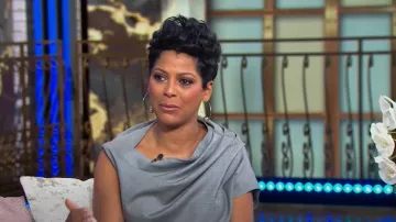 LouLou De Saison Lyra Draped Wool-twill Blouse worn by Tamron Hall as seen in Tamron Hall Show on January 23, 2025