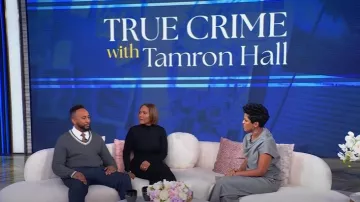 LouLou De Saison Wool-twill Straight-leg Pants worn by Tamron Hall as seen in Tamron Hall Show on January 23, 2025