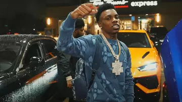 Louis Vuitton Navy & White Monogram 'Discovery' Backpack worn by Zillionaire Doe in Zillionaire Doe - Pull Up (Official Music Video) ft. BossMan Dlow