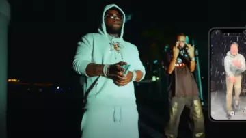 Louis Vuitton White Epi Embossed Shorts worn by BossMan Dlow in BossMan Dlow - Mo Chicken Ft. French Montana (Official Video)