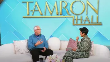 Mayflower Belted Polka-dot Linen Wide-leg Pants worn by Tamron Hall as seen in Tamron Hall Show on January 27, 2025