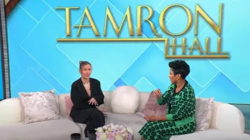 Christopher John Rogers Wiggle Dot Jacquard Cropped Knit Cardigan worn by Tamron Hall as seen in Tamron Hall Show on January 28, 2025