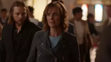 Allsaints Dalby Cropped Jacket worn by Sharon Leone (Diane Farr) as seen in Fire Country (S03E01)
