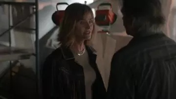 Scully Embroidered Fringe Jacket worn by Sharon Leone (Diane Farr) as seen in Fire Country (S03E03)