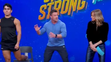 Frame Burnout Stripe Velvet Blouse worn by Lara Spencer as seen in Good Morning America on January 29, 2025