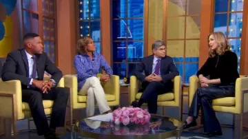 Pantalon large en similicuir embossé Ramy Brook Bella Croc porté par Lara Spencer comme on le voit dans Good Morning America le 29 janvier 2025