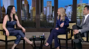 Delpozo Glittered Twill Straight-Leg Pants worn by Lucy Liu as seen in LIVE with Kelly and Mark on January 25, 2025