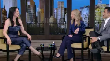 Delpozo Glittered Twill Straight-Leg Pants worn by Lucy Liu as seen in LIVE with Kelly and Mark on January 25, 2025