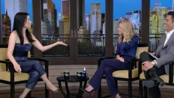 Aquazzura Velvet Heels worn by Lucy Liu as seen in LIVE with Kelly and Mark on January 25, 2025