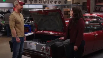Kut From The Kloth Women's Carina Motorcycle Jacket Faux Suede worn by Riley (Kat Dennings) as seen in Shifting Gears (S01E04)