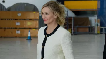 Saint Laurent Off-White Tweed Jacket worn by Emily (Cameron Diaz) as seen in Back in Action