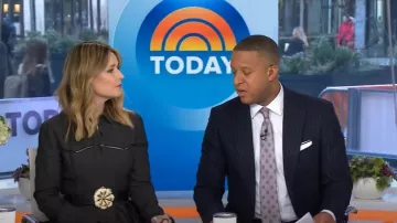 Cynthia Rowley Leather Floral Buckle Belt worn by Savannah Guthrie as seen in Today on January 30, 2025