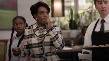 St John Collection Houndstooth Tweed Jacket worn by Barbara Howard (Sheryl Lee Ralph) as seen in Abbott Elementary (S04E12)