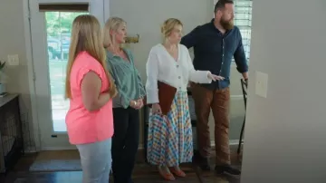 Anthropologie Maeve Colorful Gingham Evelyn Midi Skirt worn by Erin Napier as seen in Home Town (S09E06)