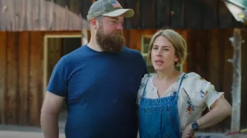 Oli and Hali Washed Romper Women’s Cargo Utility Shorts Jumper Jumpsuit worn by Erin Napier as seen in Home Town (S09E06)