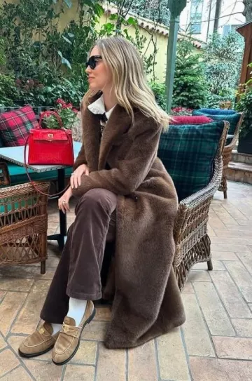 Mango Flared Corduroy Trousers worn by Chiara Ferragni on her Instagram Post on January 24, 2025