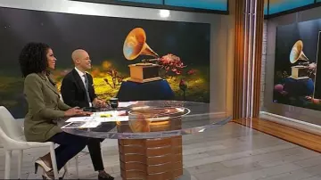 Osman Yousefzada Collective Blazer ceinturé olive porté par Adriana Díaz comme on le voit dans CBS Mornings le 31 janvier 2025