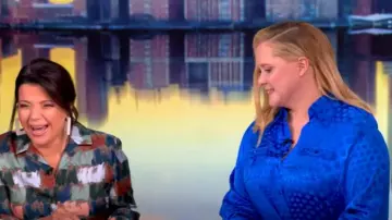 Christopher John Rogers Belted Polka-dot Satin-jacquard Maxi Shirt Dress worn by Amy Schumer as seen in The View on February 3, 2025