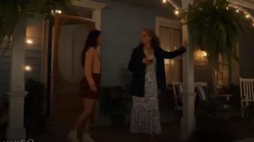 Reformation Irisa Dress Larkspur worn by Del Landry (Andie MacDowell) as seen in The Way Home (S03E05)