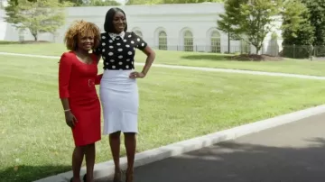 Karen Millen Corset Belt Detail Sheath Dress worn by Karine Jean-Pierre as seen in The Real Housewives of Potomac (S09E17)