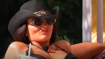 Celine Triomphe Metal Sunglasses Gold worn by India Reynolds as seen in Love Island: All Stars (S02E04)