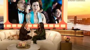 Balenciaga Cocoon Shirt worn by Michelle Yeoh as seen in The Drew Barrymore Show on February 3, 2025