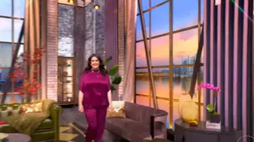 LaPointe Relaxed Pleated Satin Pants worn by Melanie Lynskey as seen in The View on February 5, 2025