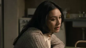 Sandro Cable Knit Polo worn by Rose Larkin (Luciane Buchanan) as seen in The Night Agent (S02E02)