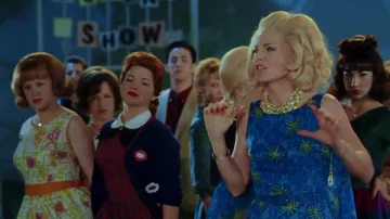 Mode O’Day 60's Orange Belted Waist Floral Dress worn by Vicky - Corny Collins Council (Laura Edwards) in Hairspray